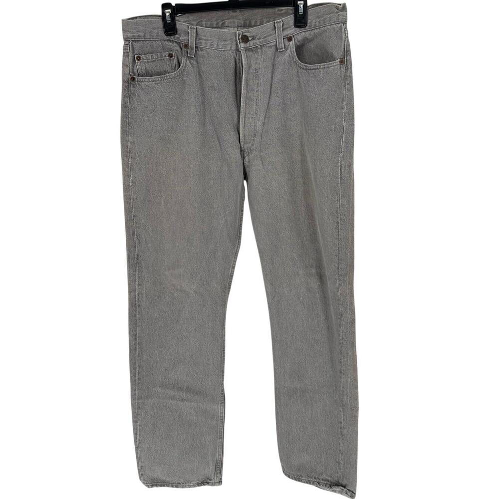 Vintage Y2K Levis 501 Gray Denim Jeans, Mens W38 x L34 Button Fly, Made in USA